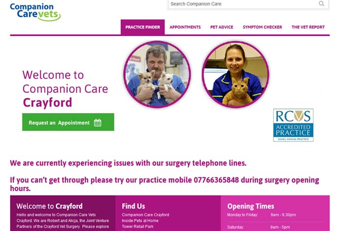 pets at home vets crayford telephone number